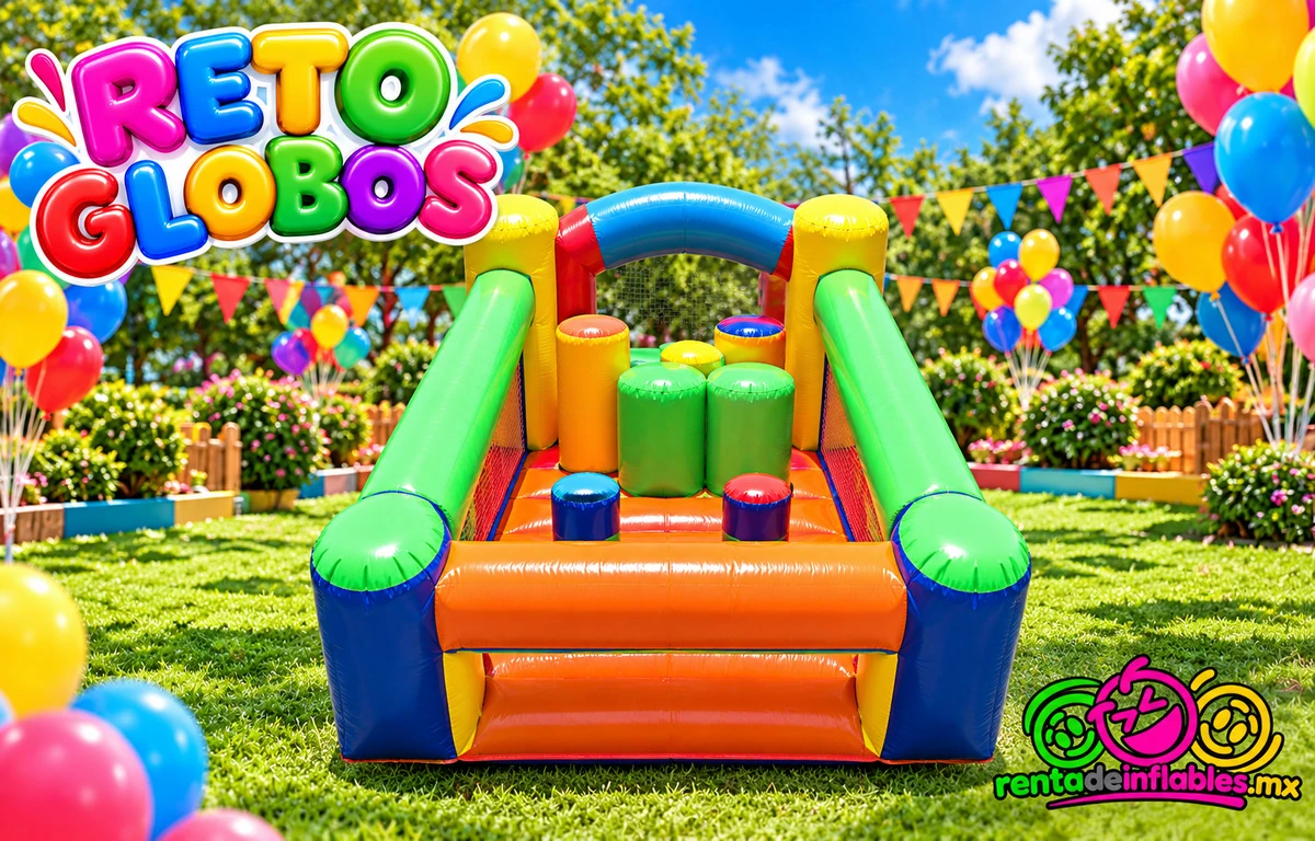 Reto Globos, perspectiva frontal con resbaladilla